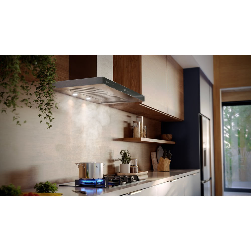 Encontraproduto.com.br - Coifa de Parede Electrolux 90cm Inox Home Pro Painel Frontal de Vidro Espelhado (CE9HP)