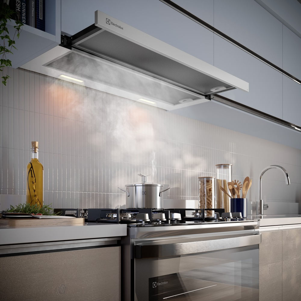 Encontraproduto.com.br - Depurador de Ar Electrolux 90cm Retrátil Inox Efficient com Luz de Led (DE9RS)
