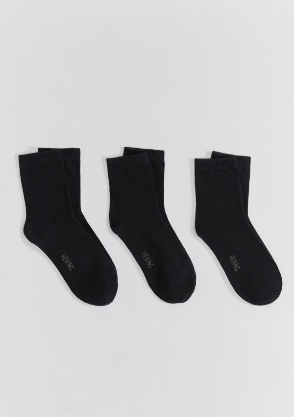 Kit 3 Pares De Meia Unissex Cano Médio - Preto