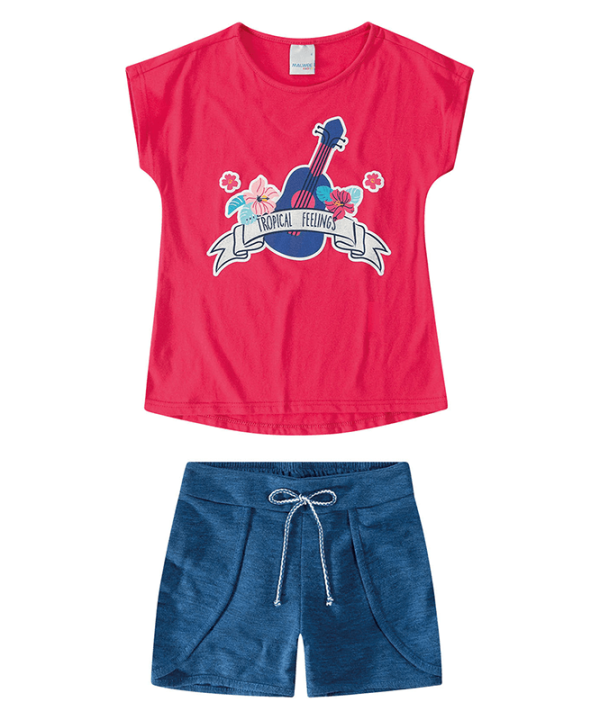 Encontraproduto.com.br - Conjunto Infantil Menina com Estampa Violão e Flores 1/3 - 1000059070
