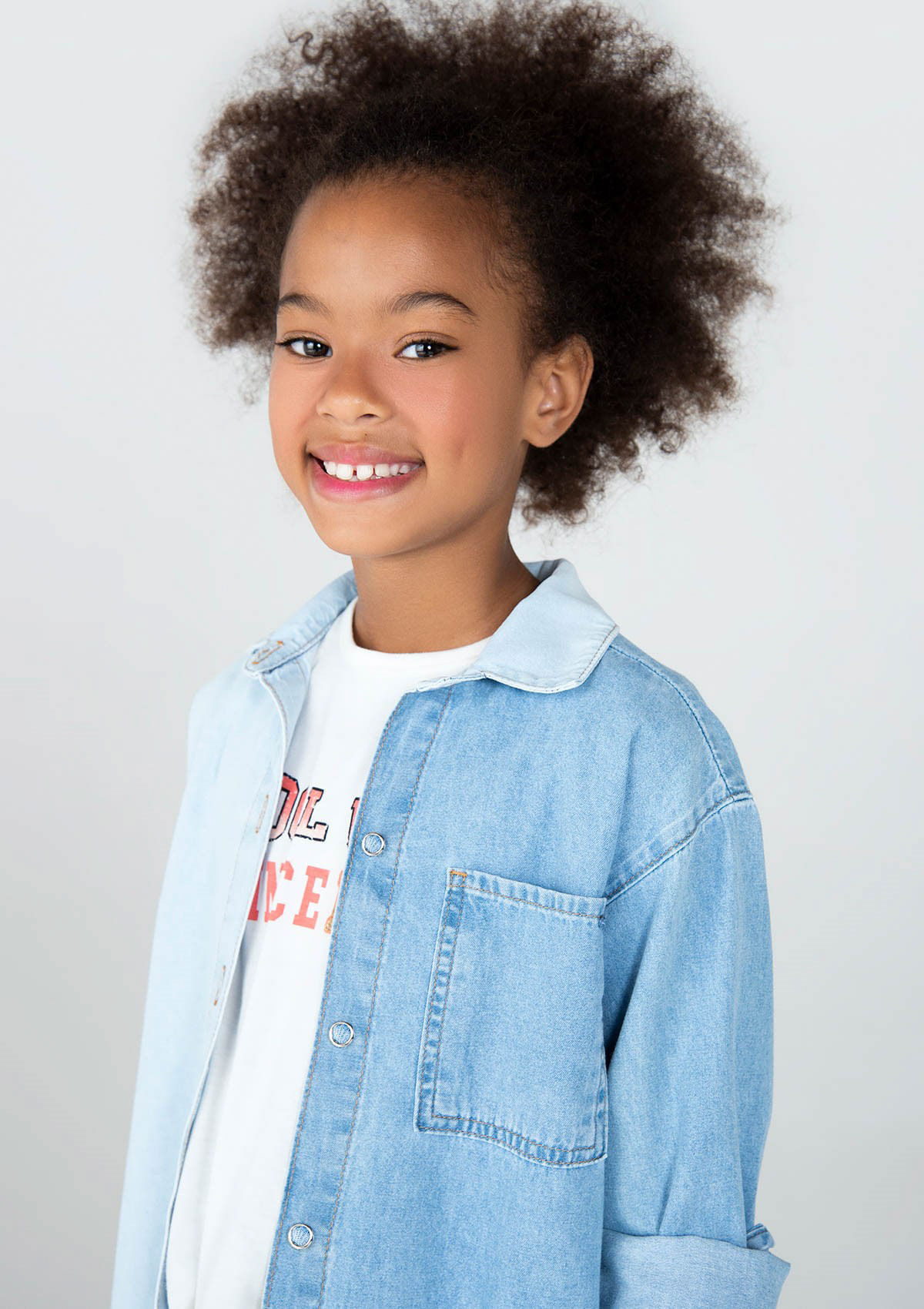 Camisa Jeans Infantil Menina Manga Longa - Azul