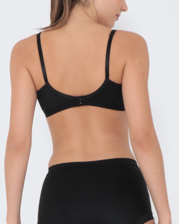 Encontraproduto.com.br - Sutiã Feminino Sem Bojo DeMillus Canelado Preto