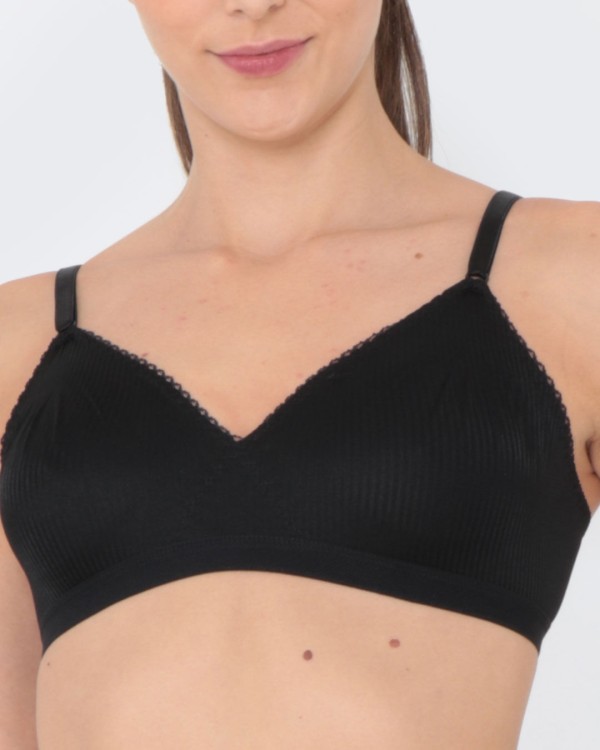 Encontraproduto.com.br - Sutiã Feminino Sem Bojo DeMillus Canelado Preto