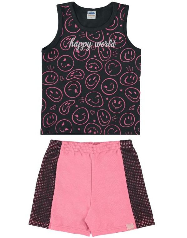 Conjunto Marlan Infantil Menina Verão Com Estampa Smiles 4/8 -45087