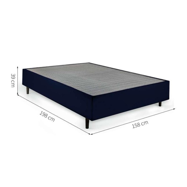 Encontraproduto.com.br - Cama Box Queen com Colchão Mola Ensacada Guldi Firme Branco e Azul