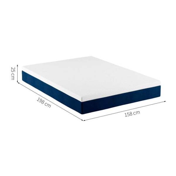 Encontraproduto.com.br - Cama Box Queen com Colchão Mola Ensacada Guldi Firme Branco e Azul