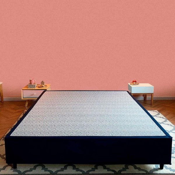 Encontraproduto.com.br - Cama Box Queen com Colchão Mola Ensacada Guldi Firme Branco e Azul