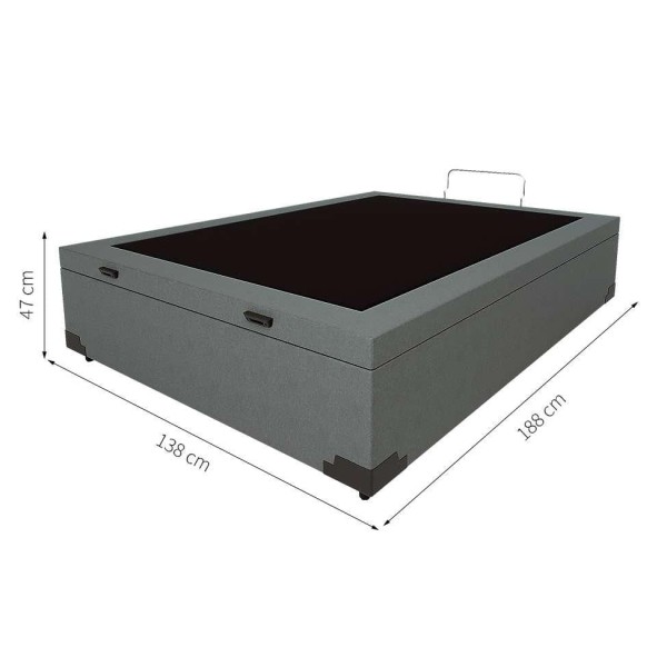 Encontraproduto.com.br - Base para Cama Box Casal Martin Premium com Baú Linho (47x138x188 cm) Cinza