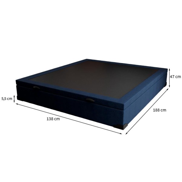 Encontraproduto.com.br - Base para Cama Box Casal Guldi com Baú Linho (47x138x188 cm) Azul Marinho