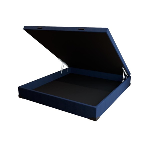Encontraproduto.com.br - Base para Cama Box Casal Guldi com Baú Linho (47x138x188 cm) Azul Marinho