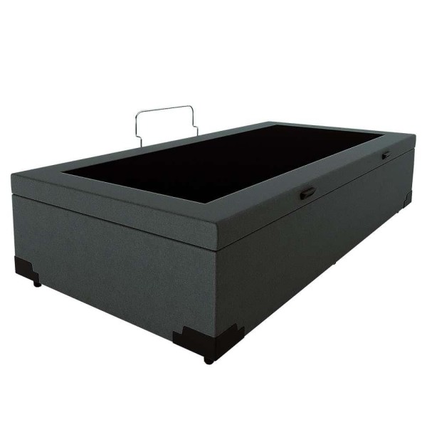 Encontraproduto.com.br - Base para Cama Box Solteiro Guldi com Baú Linho (47x88x188 cm) Cinza