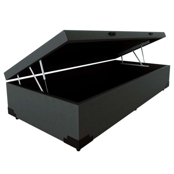 Encontraproduto.com.br - Base para Cama Box Solteiro Guldi com Baú Linho (47x88x188 cm) Cinza