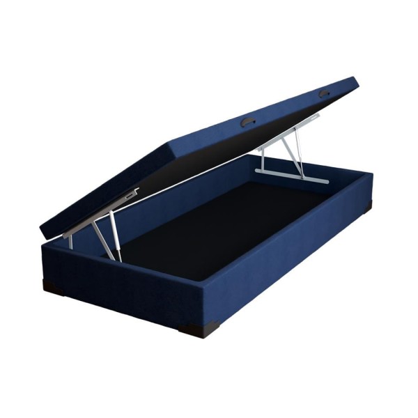 Encontraproduto.com.br - Base para Cama Box Solteiro Guldi com Baú Linho (47x88x188 cm) Azul Marinho