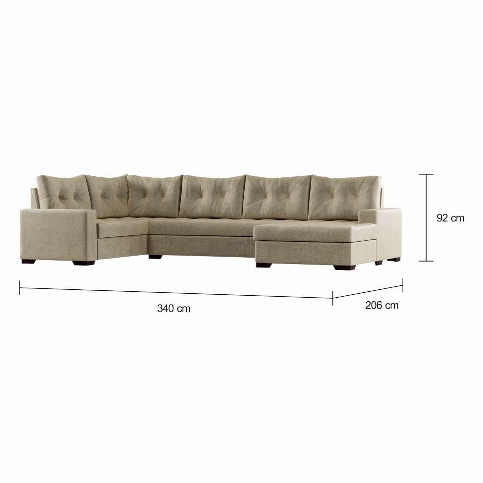 Sofá de Canto 6 Lugares com Chaise Direito Cannes Suede Animale Cinza