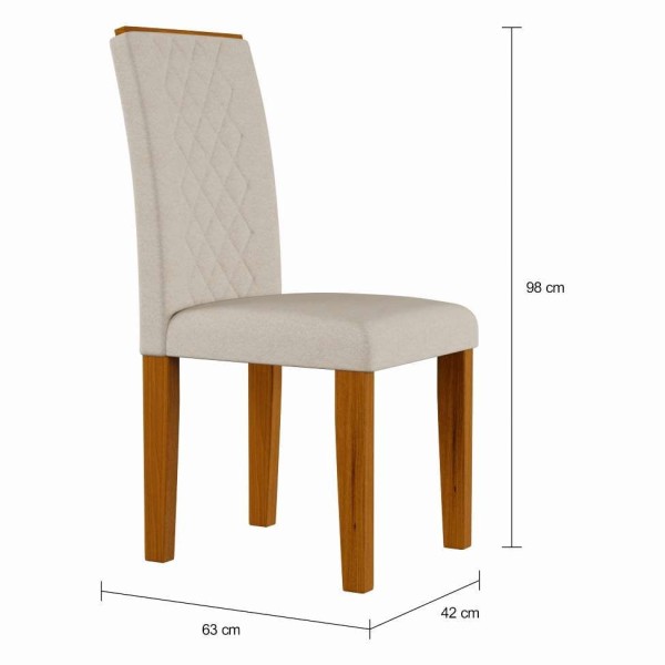 Encontraproduto.com.br - Conjunto de Mesa de Jantar com Vidro e 6 Cadeiras Eva I Veludo Imbuia e Creme