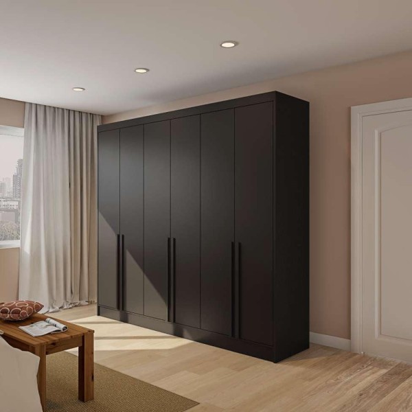Guarda-Roupa Casal Teresa 6 PT 4 GV Preto 240 cm