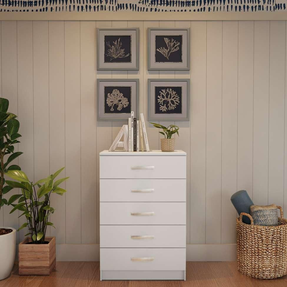 Cômoda Atena 5 Gavetas Evidência Branco