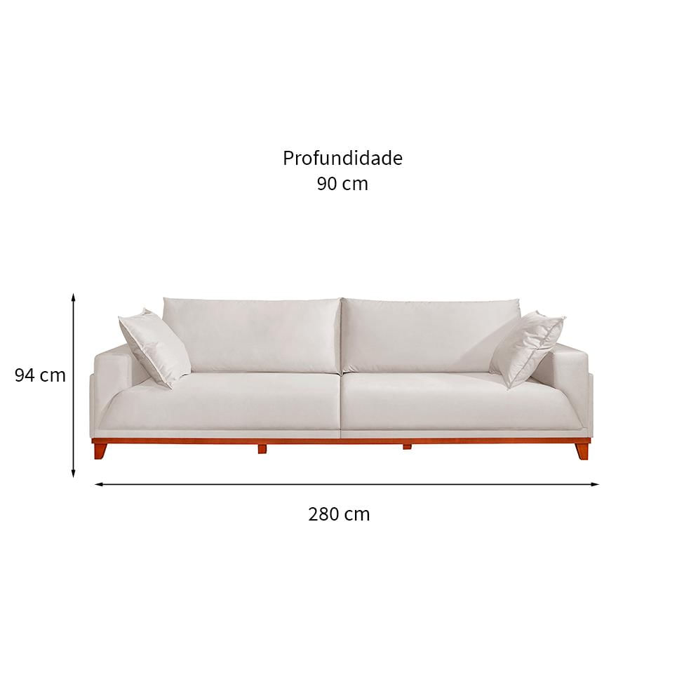 Sofá 5 Lugares Snow Linho Bege 280 cm