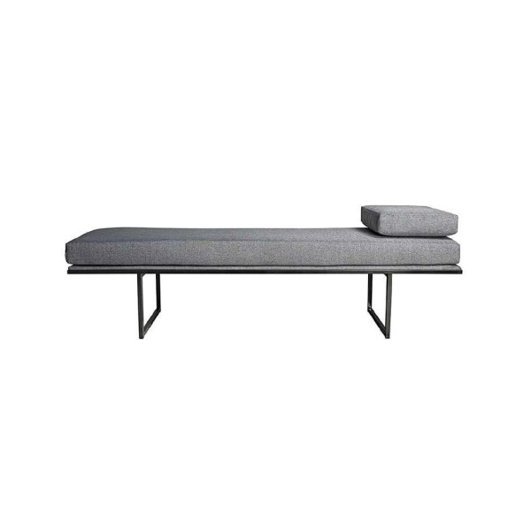 Banco 2 Lugares Galli Linho Cinza e Preto 160 cm