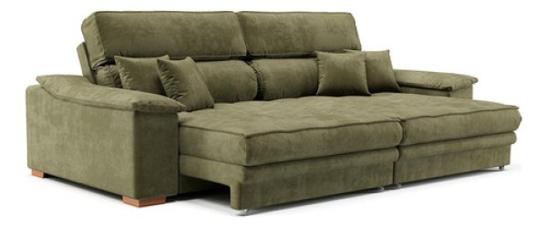 Encontraproduto.com.br - Sofá 3 Lugares Retrátil e Reclinável Lupin Velosuede Verde