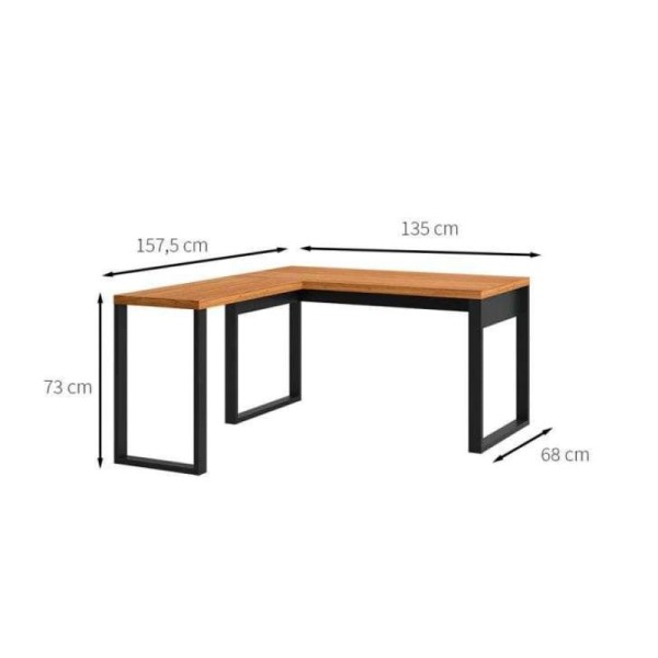 Encontraproduto.com.br - Conjunto de Mesa em L Anah Freijó com Cadeira de Escritório Diretor Giratória Oslo Preta