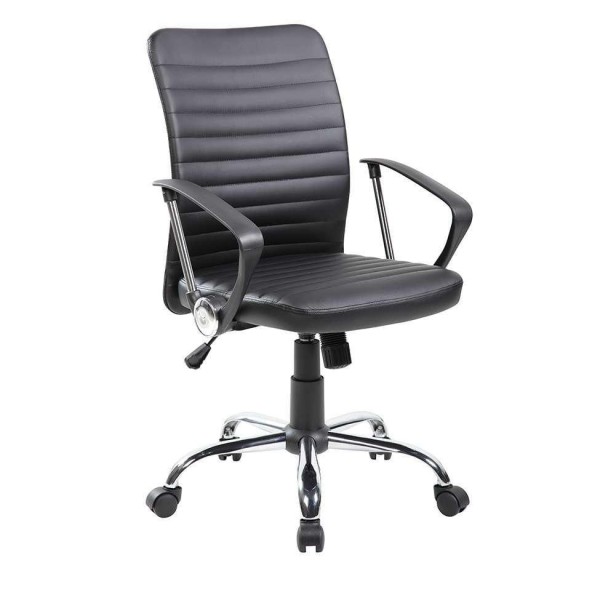 Encontraproduto.com.br - Conjunto de Mesa em L Anah Freijó com Cadeira de Escritório Diretor Giratória Oslo Preta