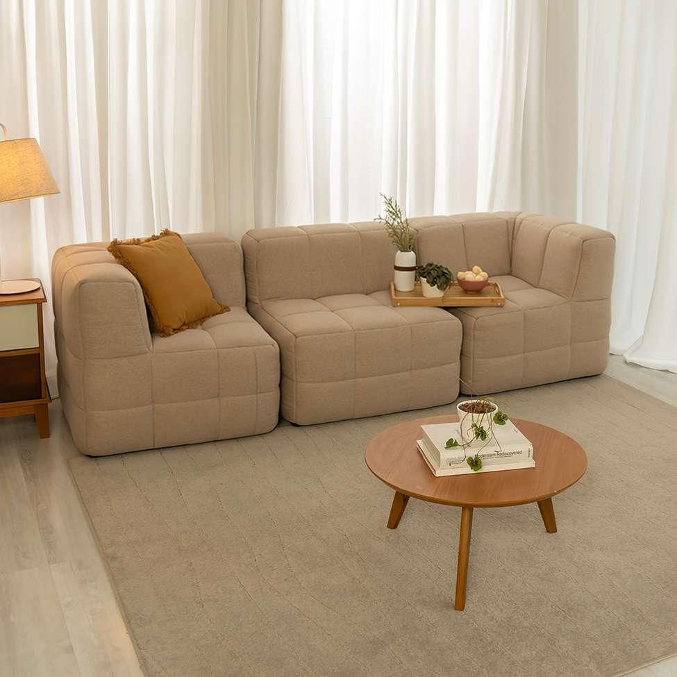 Sofá Guldi Popup com 2 Módulos Canto e Central Linho Bege