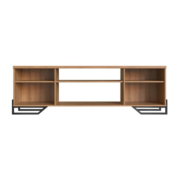 Encontraproduto.com.br - Conjunto para Sala de Estar Paricel com Rack 2 PT e Estante 77cm Preto e Mel