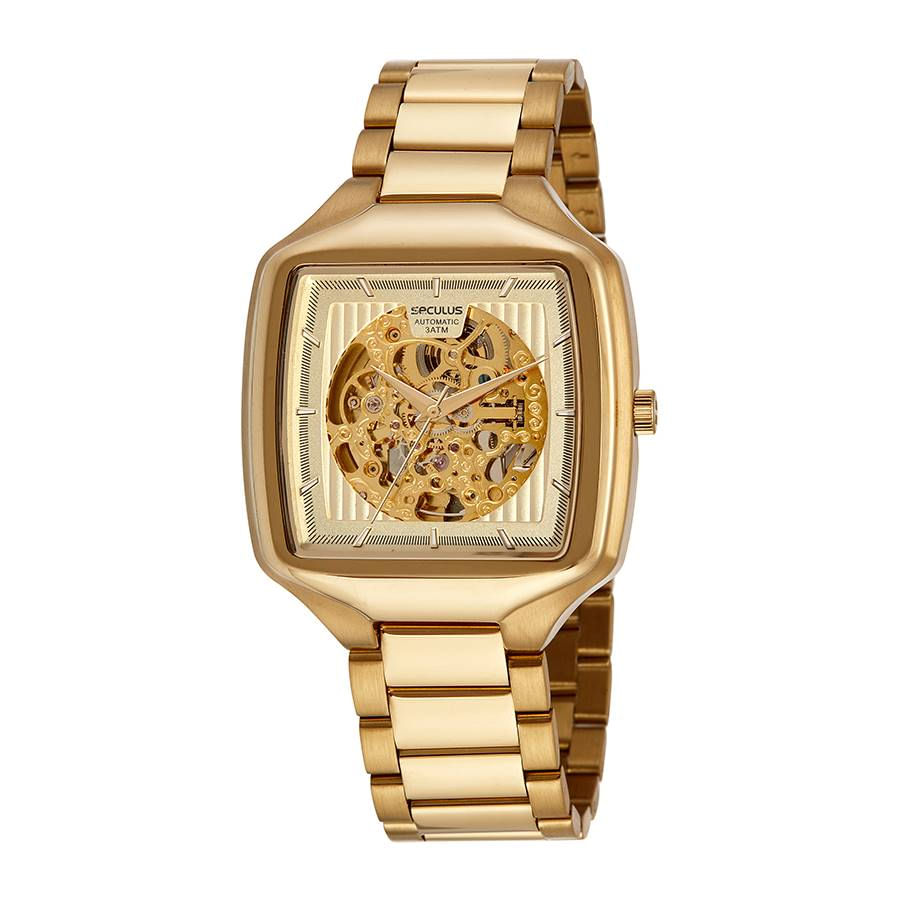 Relógio Seculus Masculino Ref: 44110gpsvda1 Automático Esqueleto Dourado
