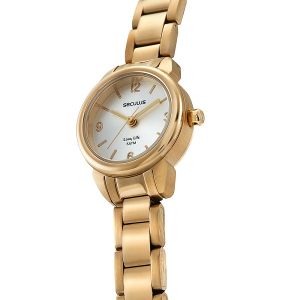 Encontraproduto.com.br - Relógio Seculus Feminino Ref: 44135lpsvda1 Clássico Aço Dourado