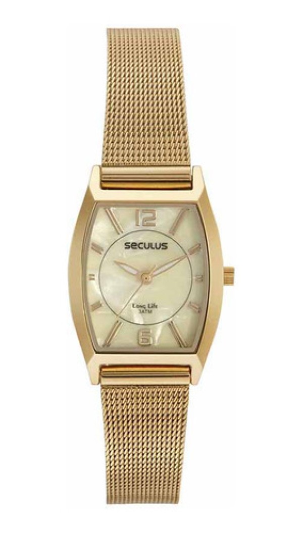 Encontraproduto.com.br - Relógio Feminino Aço Madrepérola Dourado