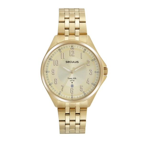 Encontraproduto.com.br - Relógio Seculus Masculino Ref: 77213gpsvda2 Casual Dourado