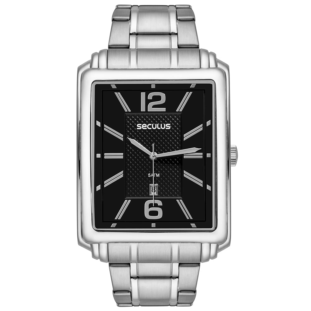 Encontraproduto.com.br - Relógio Seculus Masculino Ref: 23706g0svna3 Retangular Prateado