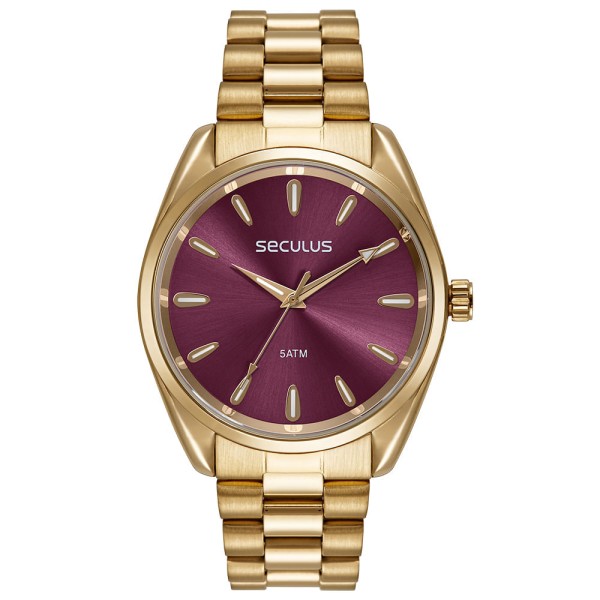 Encontraproduto.com.br - Relógio Feminino Dourado Com Mostrador Roxo
