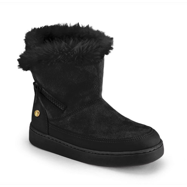 Encontraproduto.com.br - Bota Infantil Feminina Cano Baixo Preta com Pelo Bibi Urban Boots