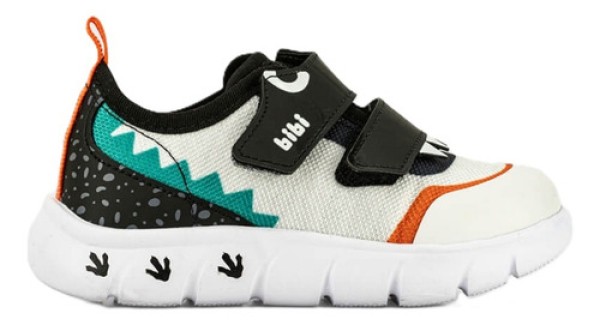 Tênis Infantil Bibi Energy Baby 2.0 Branco com Preto de Dino