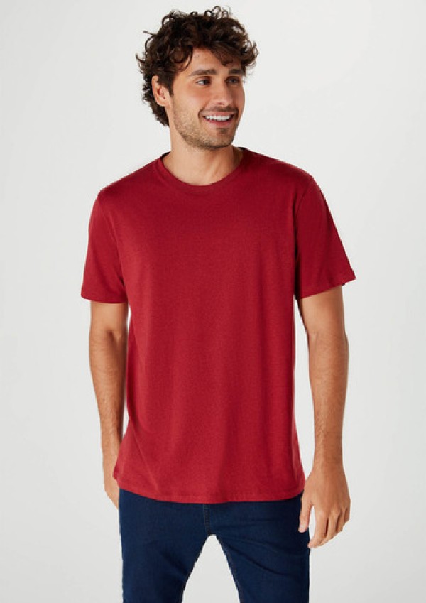 Camiseta Básica Masculina Manga Curta Em Malha H+ - Azul