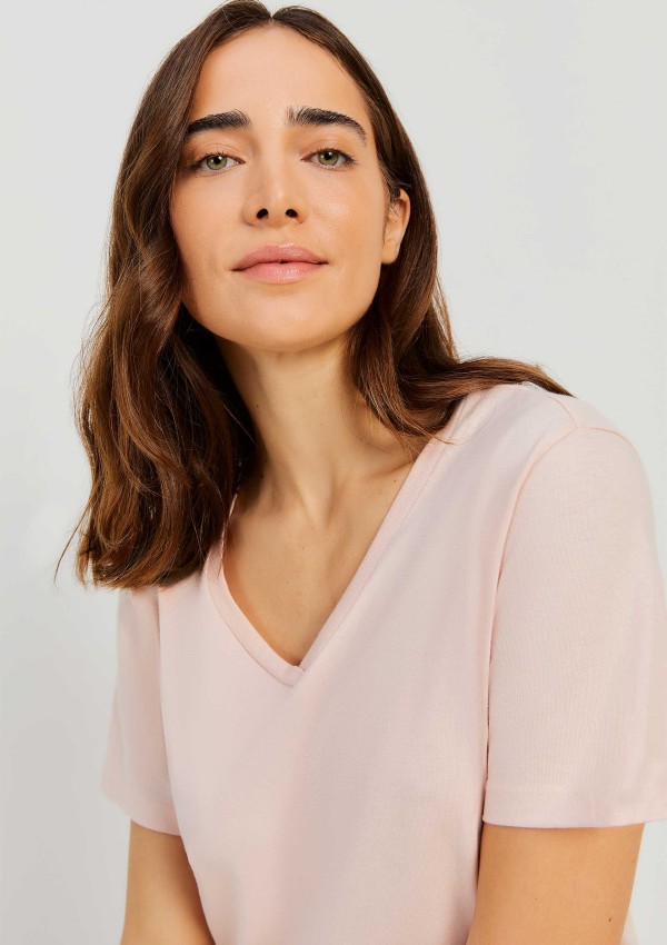 Encontraproduto.com.br - Pijama Curto Feminino Com Decote V - Rosa