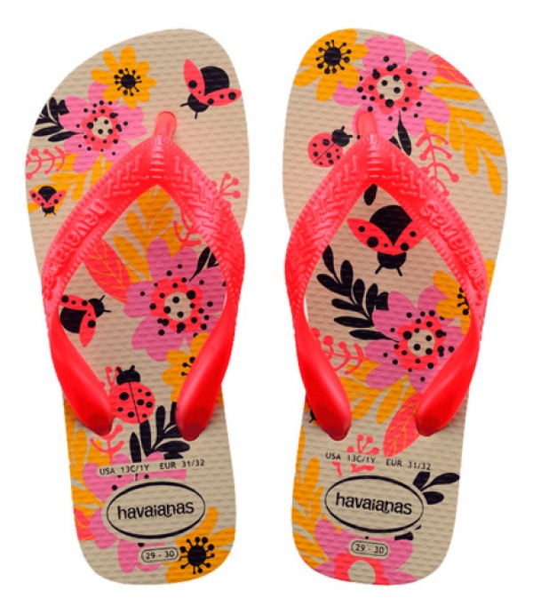 Sandália Havaianas Kids Flores Bege Palha 27/28