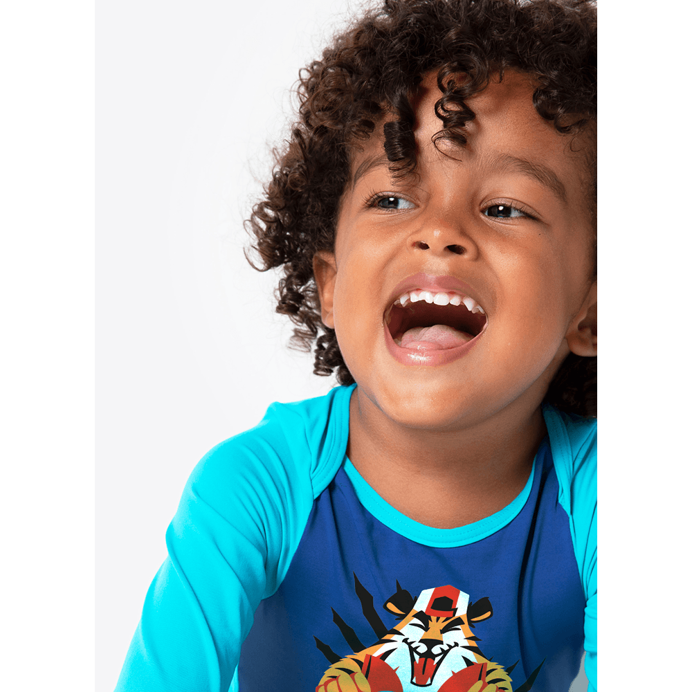 Camiseta com Proteção Solar Bebê Menino Tigre Roar