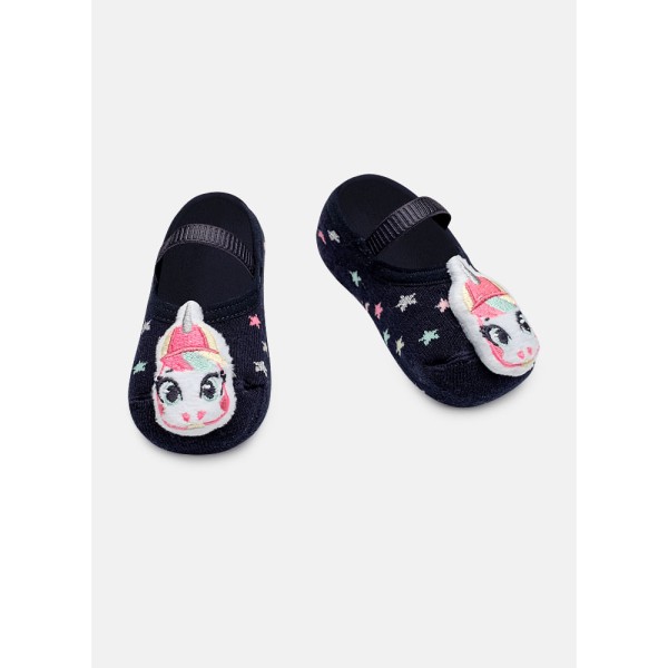 Encontraproduto.com.br - Meia Sapatilha Antiderrapante com LED Bebê Menina Unicórnio Skate