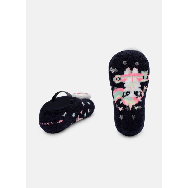 Encontraproduto.com.br - Meia Sapatilha Antiderrapante com LED Bebê Menina Unicórnio Skate