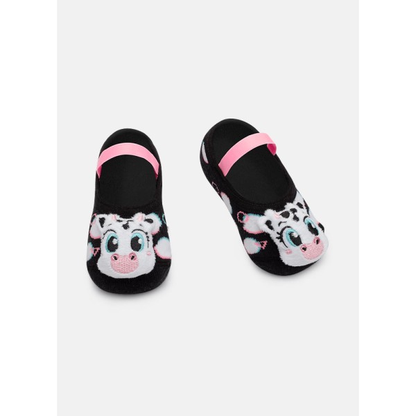 Meia Sapatilha Antiderrapante com LED Bebê Menina Vaca Patches