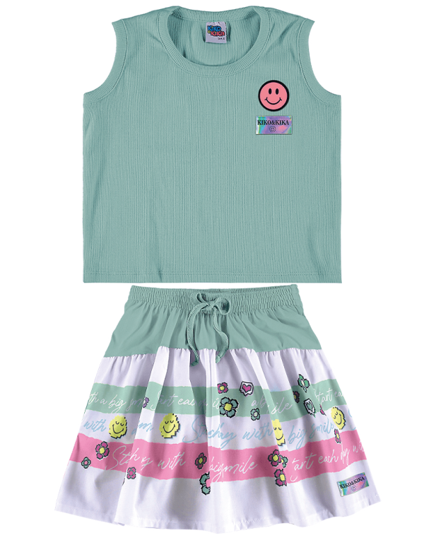 Encontraproduto.com.br - Conjunto Kiko e Kika Juvenil Menina Verão com Estampa Smile 12/16 - 10427