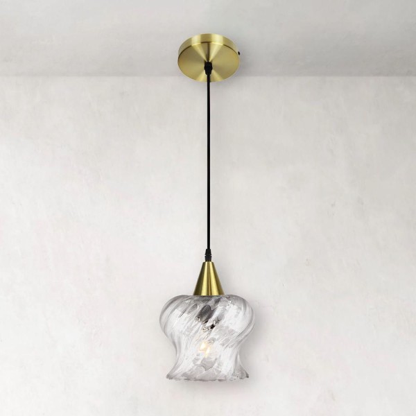 Encontraproduto.com.br - Lustre Pendente Taschibra Aisha Rigato E27 Transparente Bivolt Ouro