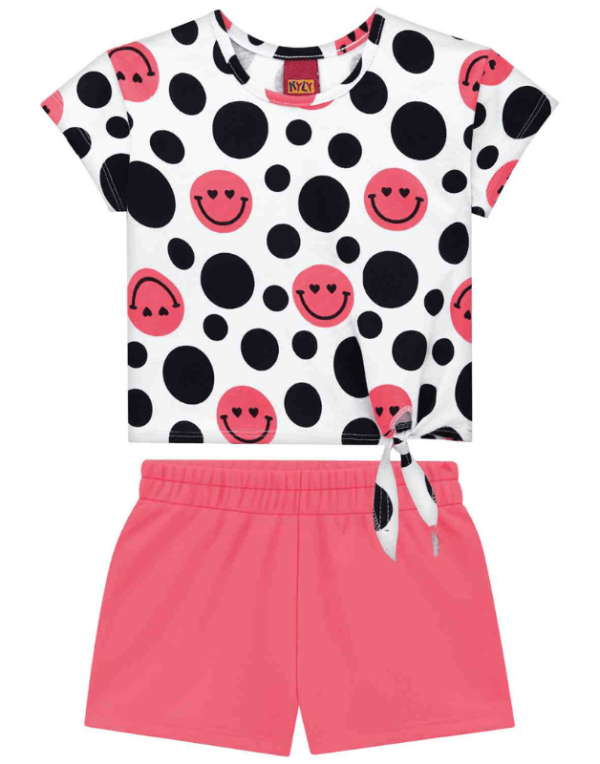 Encontraproduto.com.br - Conjunto Kyly Infantil Menina Verão com Estampa Poá Smile 4/8 - 111491