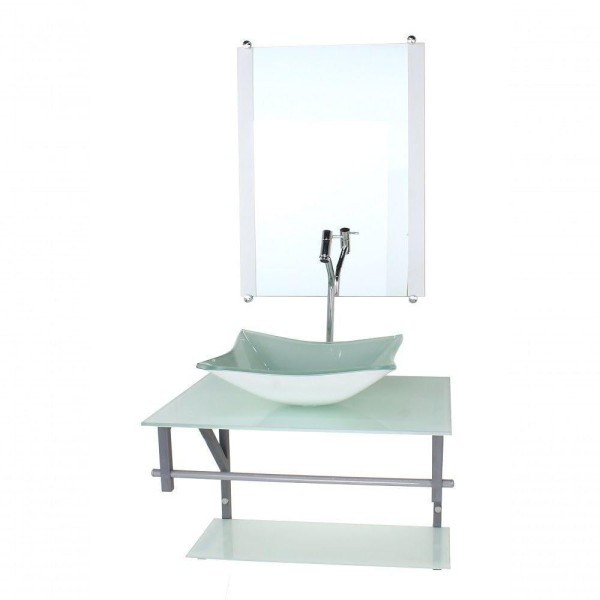 Encontraproduto.com.br - Gabinete Banheiro 60cm Cuba Retangular Branco Com Torneira