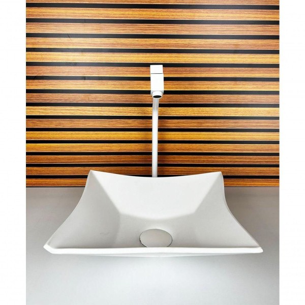 Kit Cuba Vidro Quadrada 35Cm + Torneira + Valvula Branco Fosco