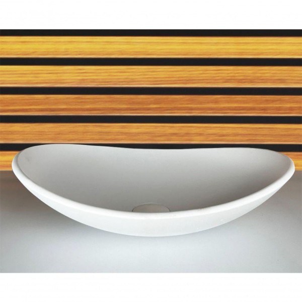 Cuba De Vidro Oval 47Cm Branco Fosco