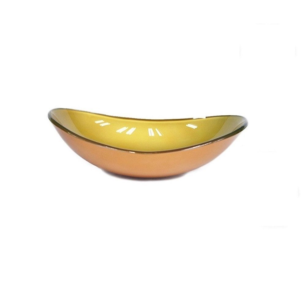Encontraproduto.com.br - Kit Cuba Vidro Oval 55cm Torneira E Válvula Dourado Real